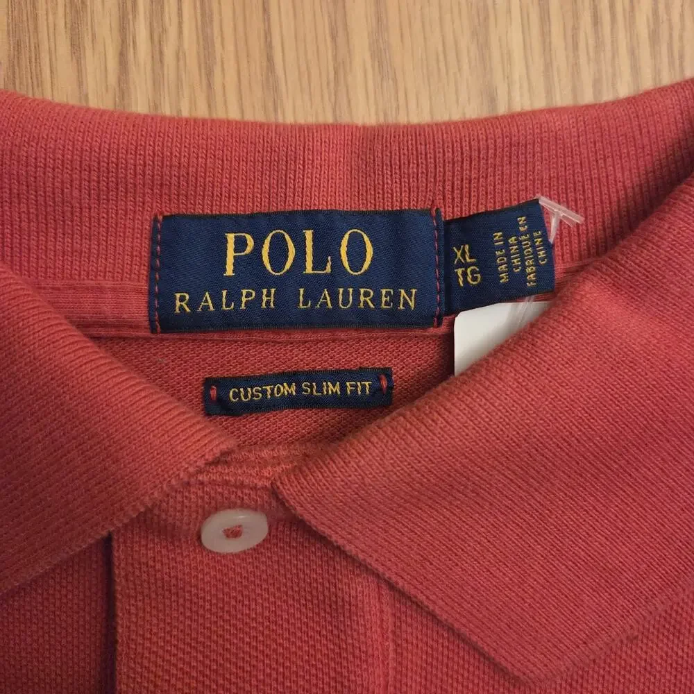 Polo Ralph Lauren Mens Custom Slim Fit Ombre Polo Shirt L Red White Blue Dip Dye